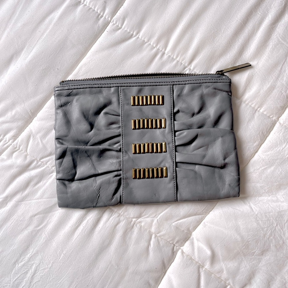 Matt & Nat Grey Clutch with Gold Accents